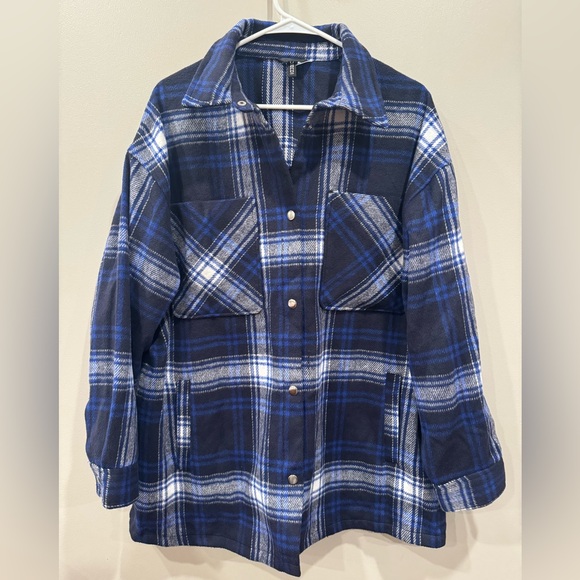 H&M Blue Checked Shacket - Picture 1 of 5